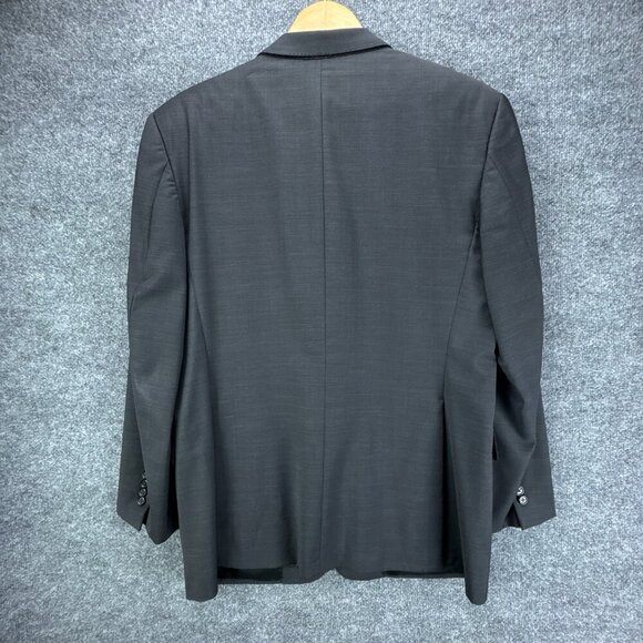 Hickey Freeman Suit Jacket Mens 42R Black Worsted Wool‎ 130s Silk Loro Piana USA - Picture 7 of 16